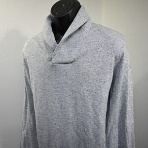Banana Republic Shawl Neck Sweater Mens Large‎ Gray Cotton Wool Long Sleeve